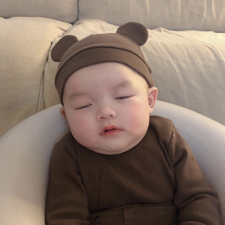 Baby hat Children super cute cute ear protection headgear Men and women baby spring and autumn fontanelle bear ears pure cotton