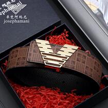 Brand Chapo Van Amari belt Male genuine leather mens Korean version Fashion Business Leisure smooth buckle belt