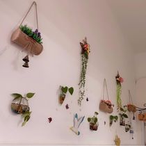 Wall Decoration Hanging Basket Wall Wall-mounted Retro Wind Hemp Rope Flower Basket Restaurant Café Wall-mounted Wall Decoration
