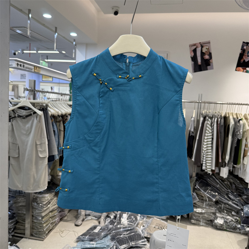 Yuhui 7756 Authentic 2026 Summer New Product New Chinese Style National Style Buttoned Tencel Linen Sleeveless Shirt Vest for Women Yuhui 7756 Authentic 2026 Summer New Product New Chinese Style National Style Buttoned Tencel Linen Sleeveless Shirt Vest for Women