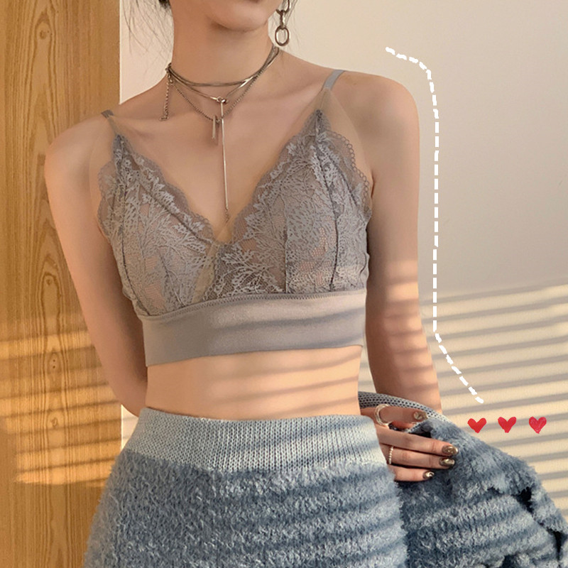 Bra ladies underwear Japanese lace sexy light luxury modal ladies no steel ring girl bottoming vest tube top