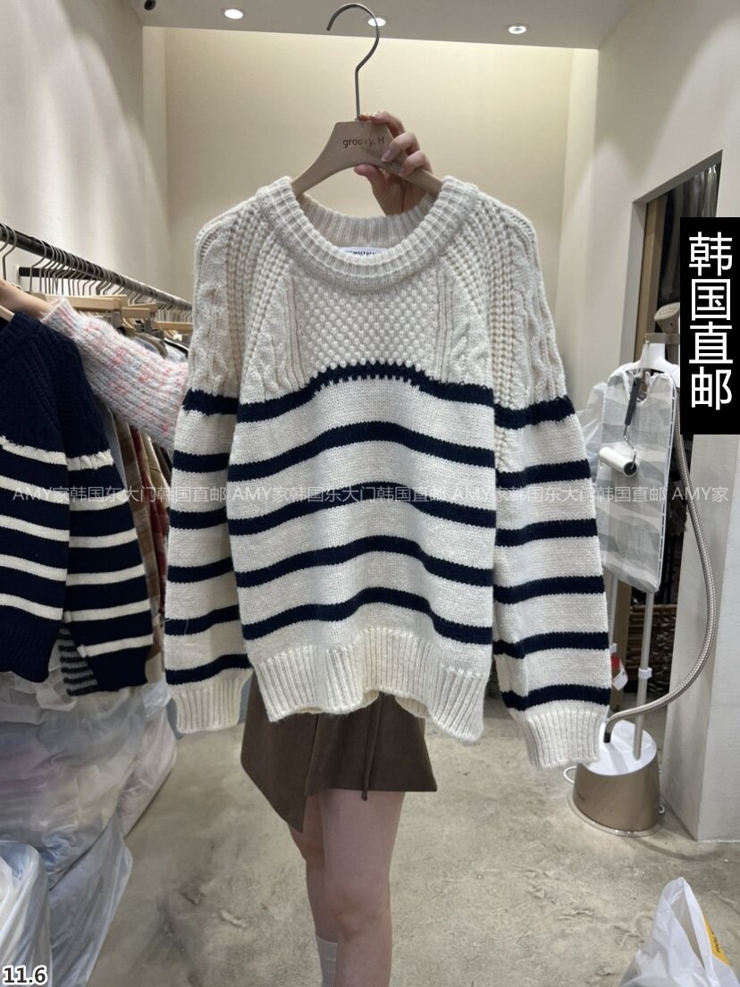 Amy Home Korea Direct mail East gate 2023 Winter fit new GROOVY H sweater 21310866-Taobao