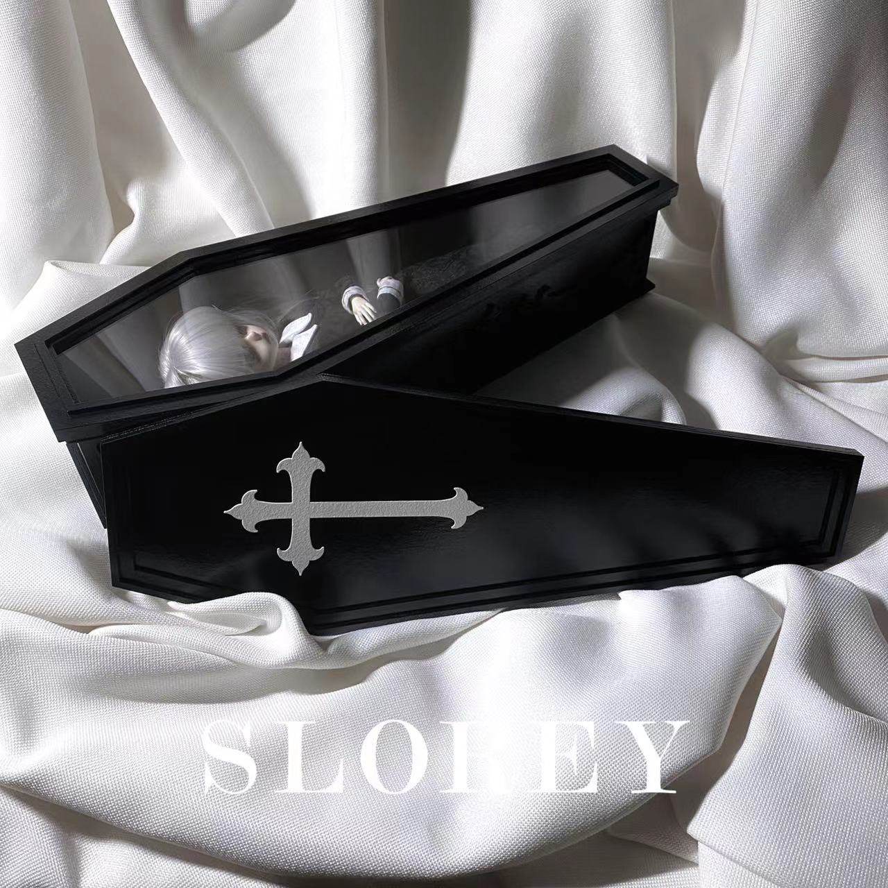 SLOREY Gothic Coffin Doll Box / BJD Acrylic Transparent Lid Dustproof Box / Blythe Storage Box