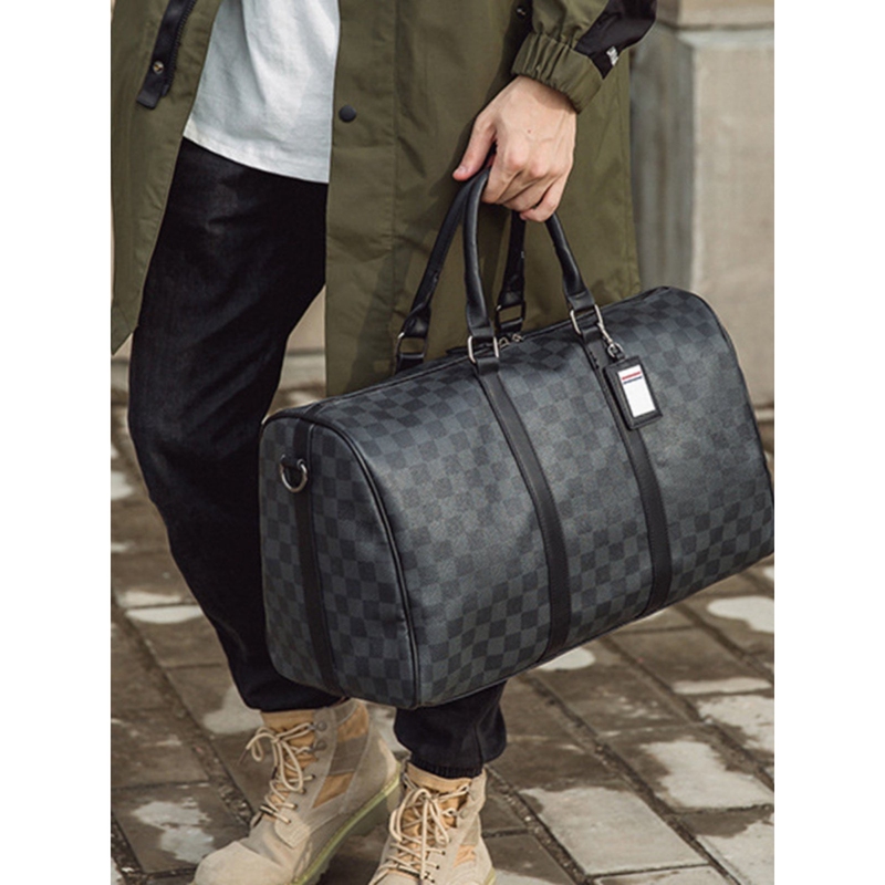 Hong Kong Lvаfgh Men's Large-Capacity Short-Distance Travel Business Trip Luggage Bag Plaid Handbag Shoulder Bag Gym Bag