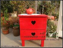 (Yesterday Country) China Red Bedside Table Two-draw Cabinet Lockers Simple Fashion Furniture Custom
