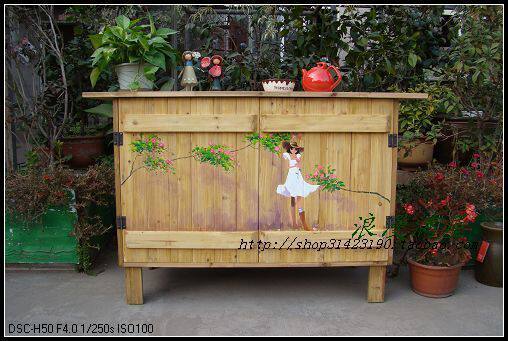 (yesterday's countryside) white coat floating in the age of nostalgic bookcase desk hand-painted retro solid wood furniture