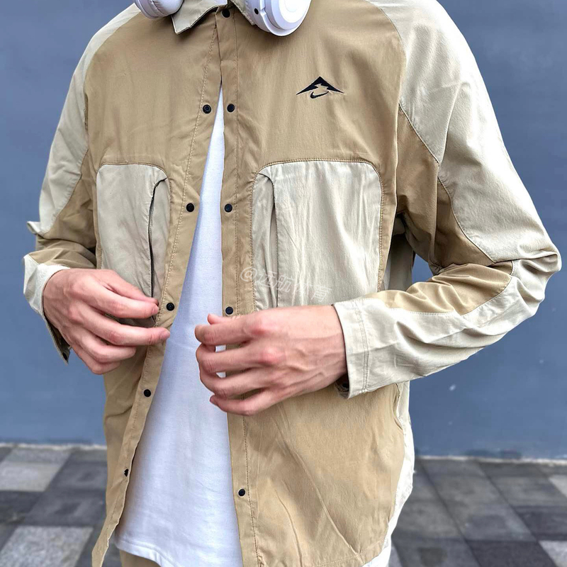 Nike/Nike Unisex Workwear Style Windproof Color-Block Shirt Jacket Outdoor Multi-Pocket Snap Button Jacket Hj5080