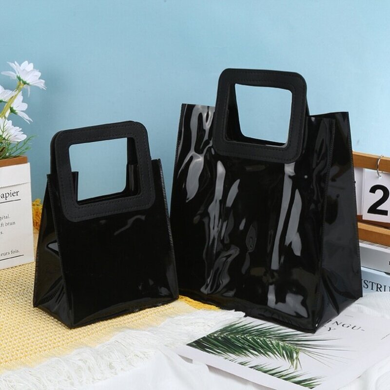 Handbag, Fashionable for Going Out, Transparent Black, Jelly Bag for Office Workers, 2023 New Style Gift Bag, High-End Pvc