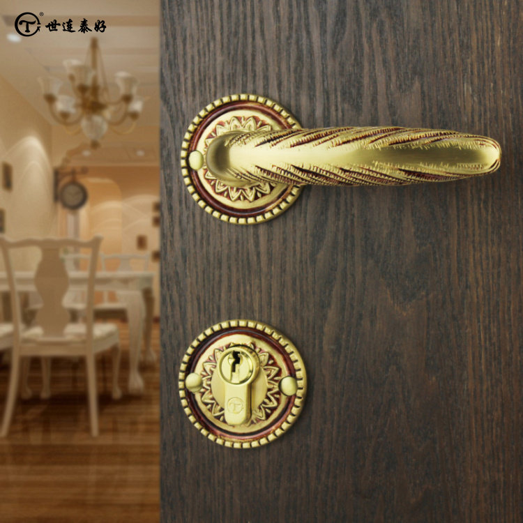 Shiliantai good copper lock indoor bedroom door lock powder room simple European-style solid wood door two-piece lock ME3208