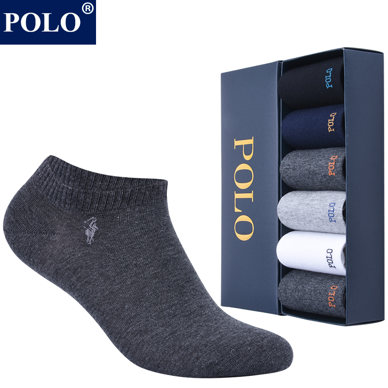 Polo Socks Men's Short Socks Pure Cotton Anti-Odor Solid Color Casual Men's Cotton Socks Spring and Summer Thin Anti-Odor Sports Boat Socks