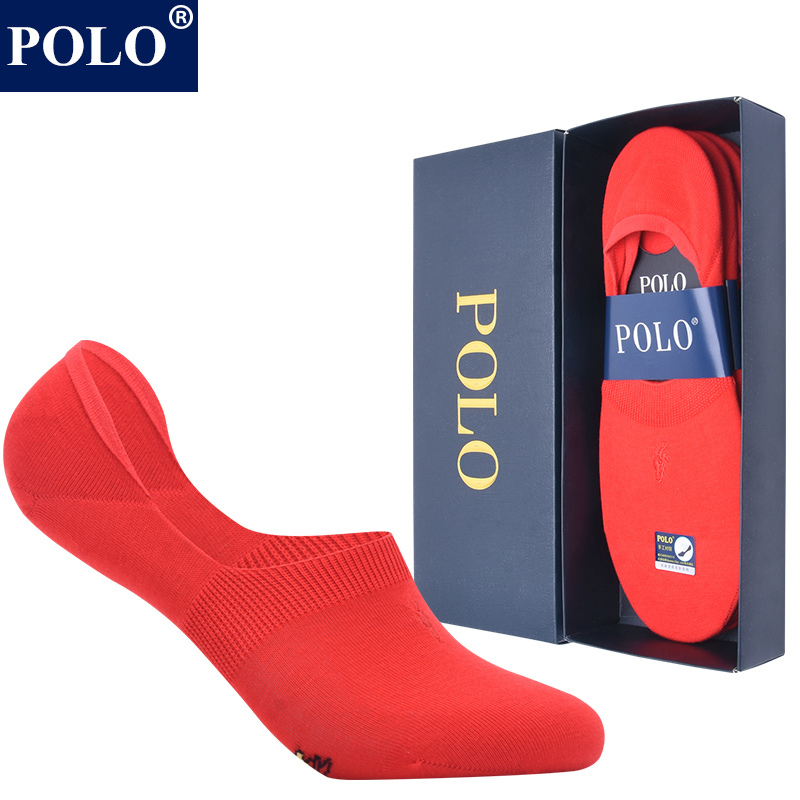 Red Polo Socks for Men, Pure Cotton No-Show Socks for the Year of the Dragon, Suitable for Summer, Autumn, and Winter, Non-Slip, No-Show, Low-Cut, Invisible Socks