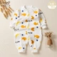 Quần áo cho bé mùa thu 0-3-6-12 tháng dài tay áo l dày cotton những chiếc quần dễ thương siêu dễ thương cho bé