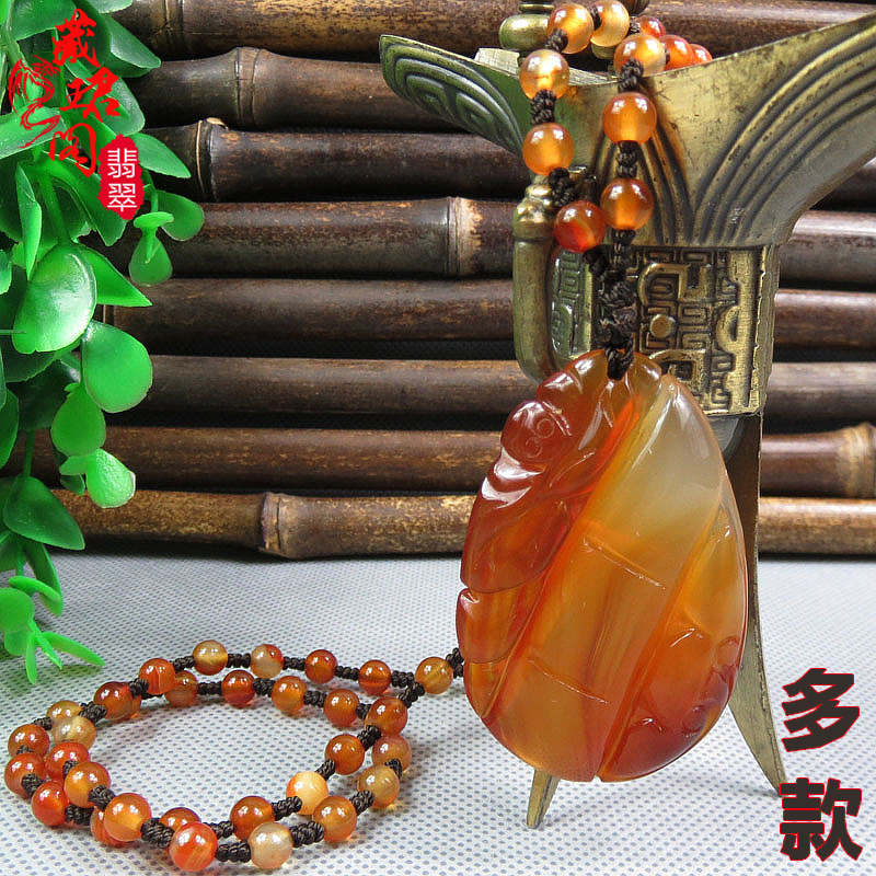 Jade Medullary Pendant Jade Ice Ruyi Bamboo Fugua Pendant with multiple male and female hair dressing chains 