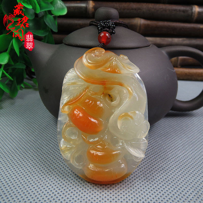 Natural jade pendant jade pendant jade pendant jade pendant jade pendant pendant persimmon hyacinth fish dragon marmouse multisection-Taobao