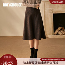 Small A swing skirt)Luo Yi intellectual woolen skirt Autumn and winter new temperament slim mid-length skirt 01249