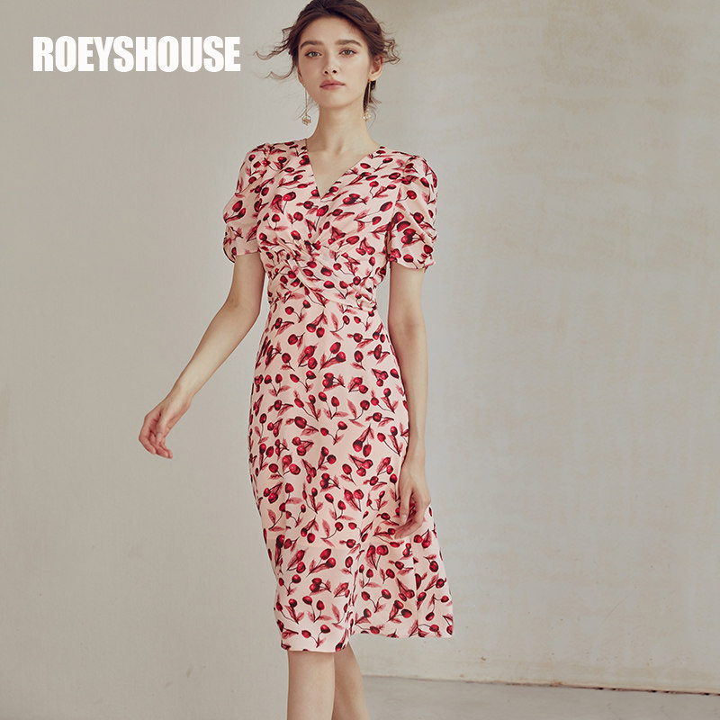 Rocoat Retro Bubble Slew Sleeve Snowspun Ocean Dress 2022 Summer Dress New Color Folds Cashew's A-word dress 02571