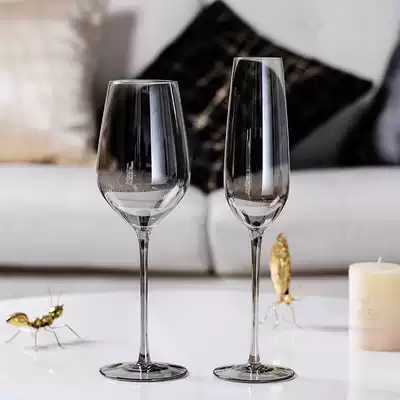Smoke gray creative glass wine glass Household goblet electroplated wine glass Dining room champagne glass Lead-free crystal glass wine