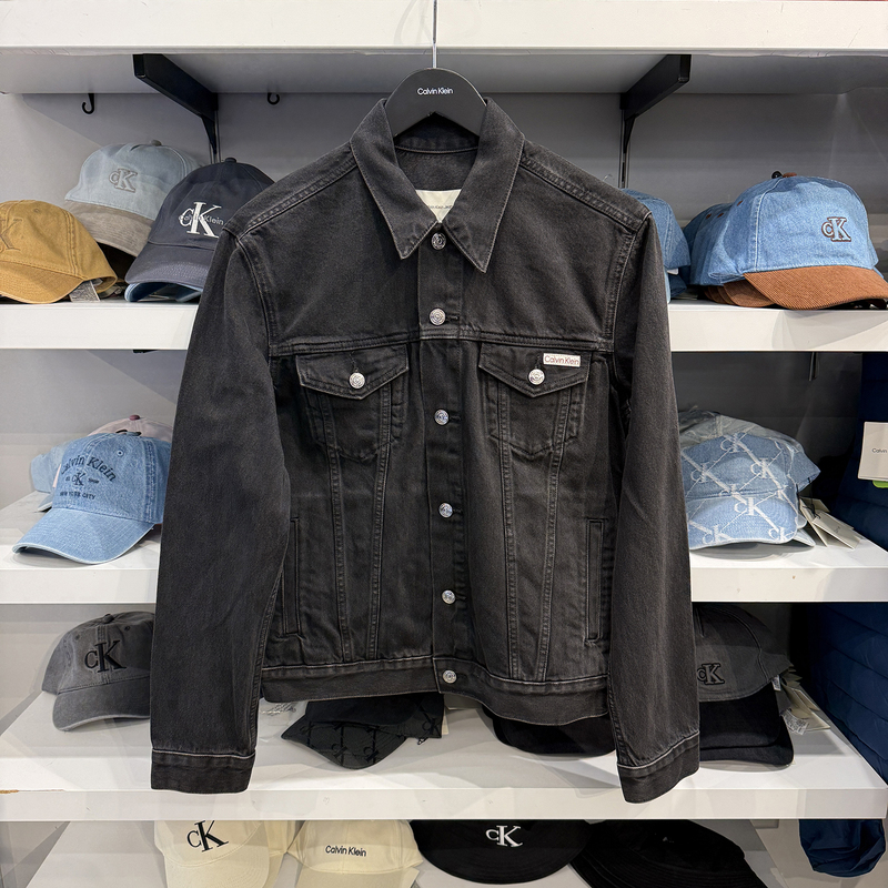 Calvin Klein/Ck Men's Autumn Washed Lapel Versatile Casual Denim Jacket