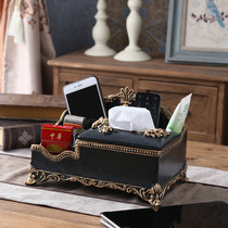 Household living room tissue box Coffee table remote control storage creative American simple cute multi-functional European paper box
