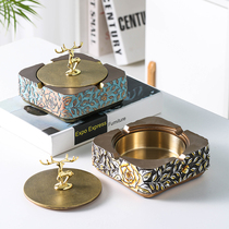 Ashtray with cover anti-fly ash high-grade luxury creative personality home living room trend office decorations ornaments