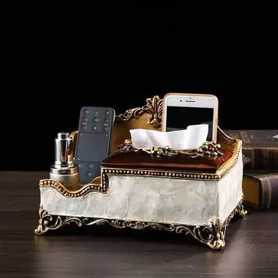 European-style high-end luxury ins tissue box Living room household coffee table Bedroom decoration dining table light luxury style toilet paper box