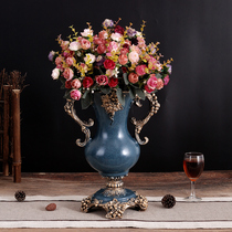 Vintage European vase decoration Living room flower arrangement Luxury simple living room small fresh TV cabinet Dried flower fake flower arrangement
