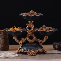 European multi-layer multi-grid living room household candy dry fruit plate Personality creative coffee table American retro luxury fruit plate