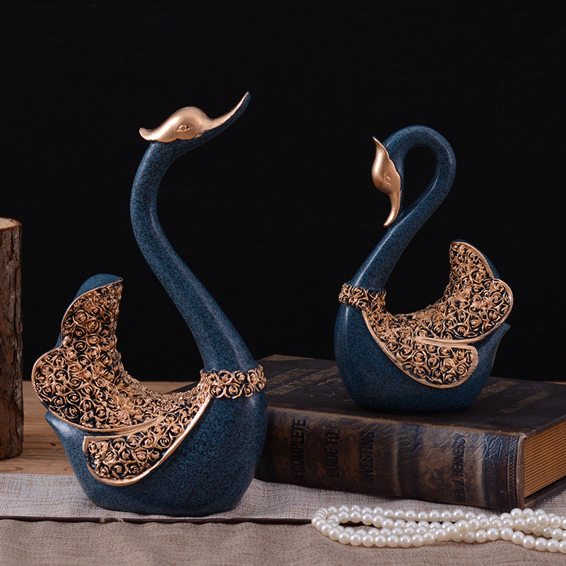 Retro swan ornaments living room decorations wedding gift resin pair of rabbit creative home furnishings porch