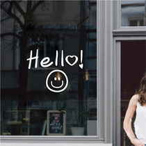 hello hello cute cute smile face wall stickers Nordic ins wind decorative window stickers shop window glass moving door stickers