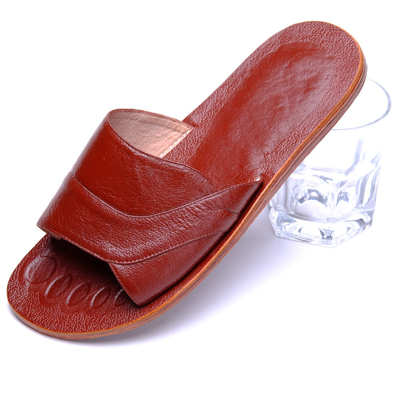 Olin Cowhide Slippers for Men and Women, Deodorant, Summer Top-Layer Buffalo Leather, High-End Home Simple Genuine Leather, Fashionable and Comfortable Sandals