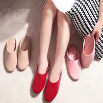 Olyn Fall Buffle Rowskin Slippers Man Couple Woman Floor Shoes Lady Flat Leather Bag Trap