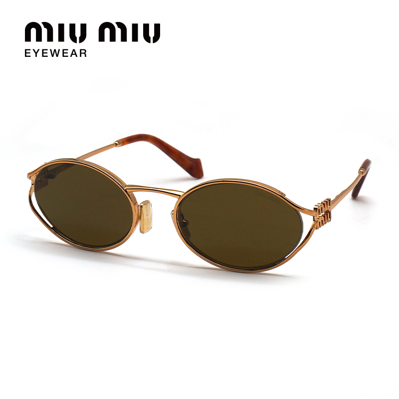 Miumiu/Miumiu Sunglasses Retro Fashion Metal Full-Frame Women's Oval Small-Frame Sunglasses 0Mu52Ys