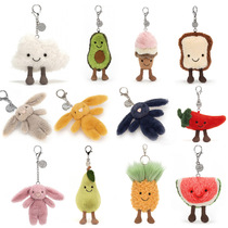 Jellycat Fruit rabbit key ring Watermelon Ice cream Pear Pineapple handbag bag pendant Plush keychain pendant