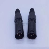 Gold plated Cannon public head dazzling black microphone XLR three-core tone tuning bench balance head metal shell bronze pin microphone male head