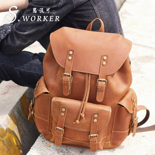 Сироко ретро - большой мощность лицевая коровья кожа рюкзак мужской натуральная кожа рюкзак сумасшедший конская сумка локомотив прилив