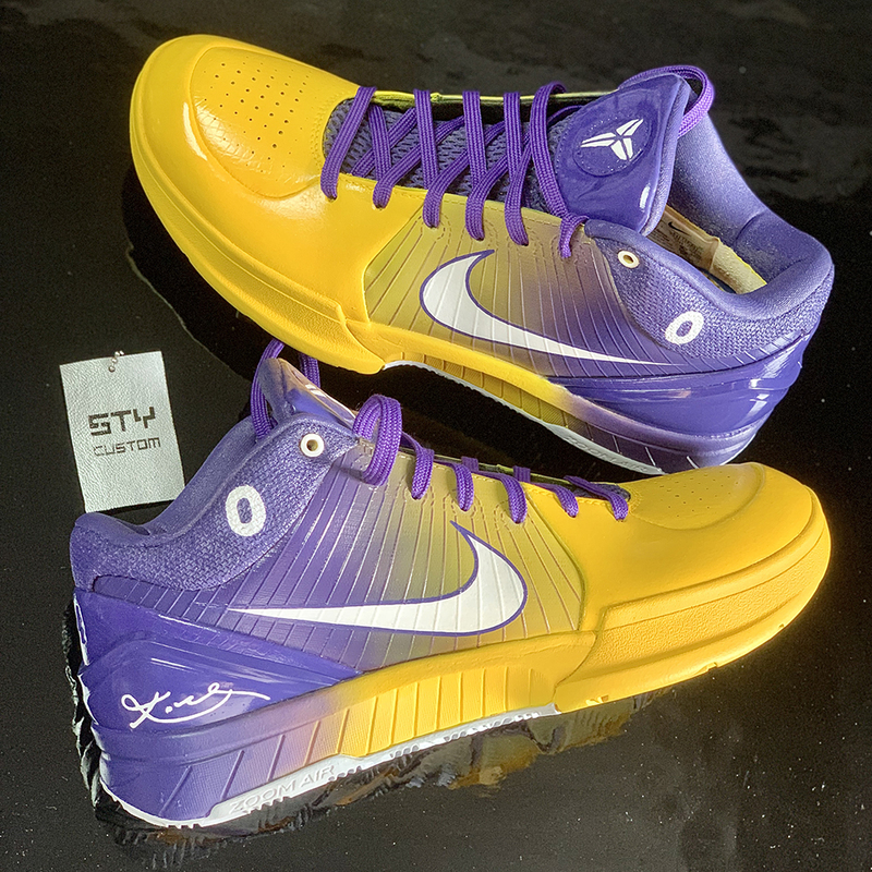 Sty Customized Nike Kobe 4 Zk4 Kobe 4 High-Resistant Lakers Purple Gradient Nike Basketball Shoes Low-Top Practical Use Sty Customized Nike Kobe 4 Zk4 Kobe 4 High-Resistant Lakers Purple Gradient Nike Basketball Shoes Low-Top Practical Use