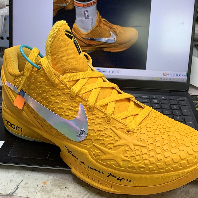 Sty Customized Nike Zoom Kobe 6 Zk6 Yellow Ow Collaboration Kobe 6 Nike Basketball Shoes Same Style as Penny's Sty Customized Nike Zoom Kobe 6 Zk6 Yellow Ow Collaboration Kobe 6 Nike Basketball Shoes Same Style as Penny's