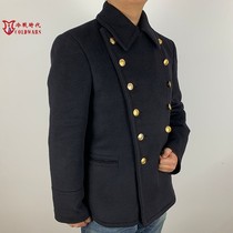 Cold War era replica of World War II Soviet Navy woolen sailor peacoat 12-button PeaCoat sea-step black shirt