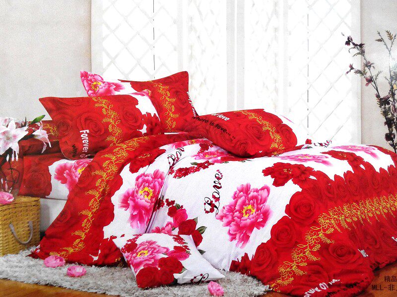 Wedding Celebration All-cotton Bed Bedding Fabric Large Red Peony Wide Pure Cotton Twill Thickened Mill Matted To Make Processed Bed Linen