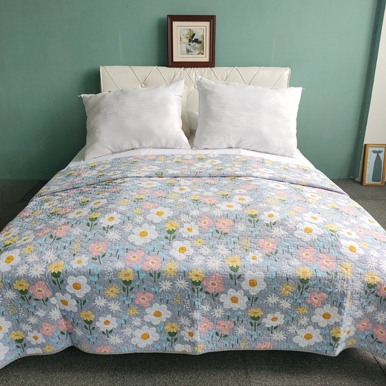 Foreign trade pure cotton quilted quilt, cotton-colored thickened bed sheet, tatami bed cover, single-piece air conditioner quilt, used in all seasons