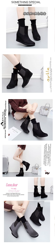 Giày chống mưa thời trang xuân hè mới 2018 cộng với quần cotton nữ nêm ngắn với giày đi mưa Hàn Quốc giày chống trượt dành cho người lớn