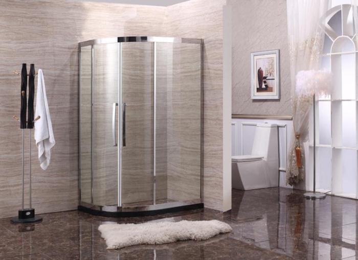 New upscale shower room 304 stainless steel arc fan shower partition 8MM tempered glass stainless steel big handle
