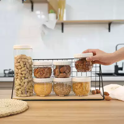 Lock sealing tank Solid color plastic kitchen five grains Korean creative white cover blue cover storage tank INL301