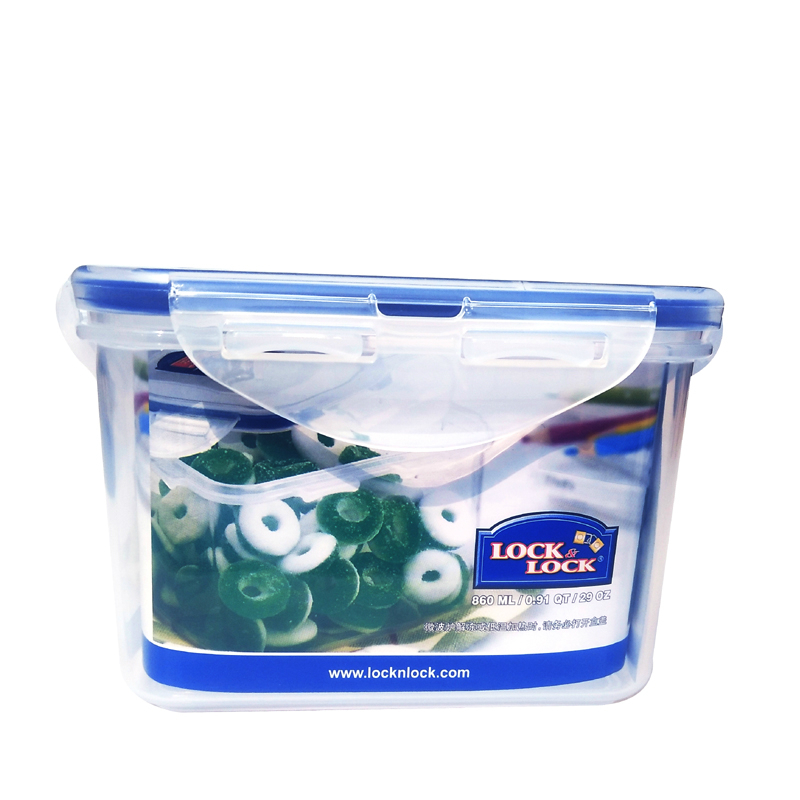 Lock and lock fresh box square storage box miscellaneous storage box lunch box lunch box HPL855 860ML