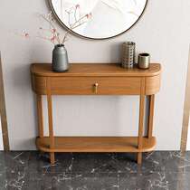 Simple new Chinese style entry porch table porch cabinet light luxury style ultra-narrow thin small semi-circle porch table solid wood against the wall strip