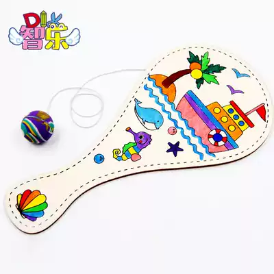 Wooden racket kindergarten children handmade diy painting graffiti toys Pat Ball match props to send ball