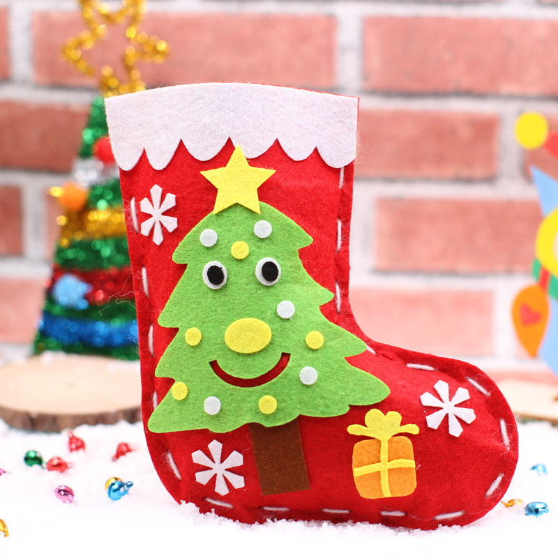 Christmas socks diy Creative handmade material bag Kindergarten Christmas decoration gift bag Children's Gift bag