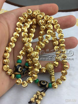 108 gold-plated brass beads necklace Buddhist beads rosary bracelet handle piece old Tibetan Buddhist beads diameter about 8MM