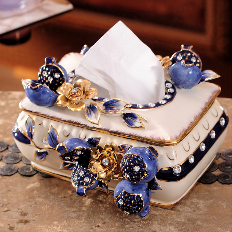 Ceramic Living Room Tea Table Creative Paper Towels Box Eurostyle Lavish Home Remote Control Shelf Multi Functional Toilet Paper Box