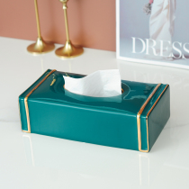 Tissue box Living room creative cute Nordic ins pumping paper box Light luxury multi-functional ceramic tissue storage box Household